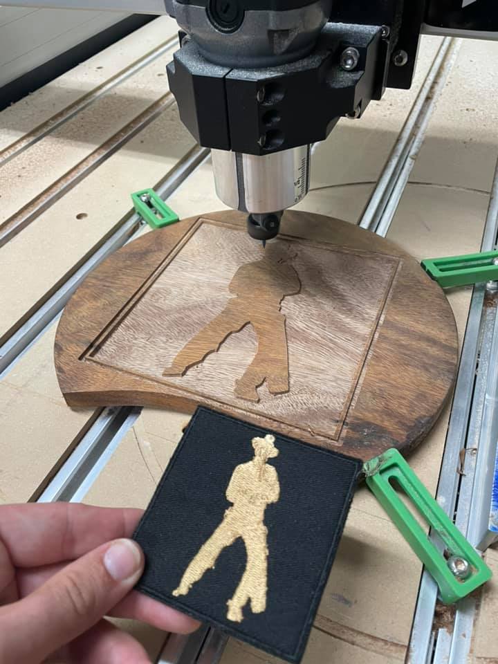Civil Affairs team patch plaque, CNC carve in progress