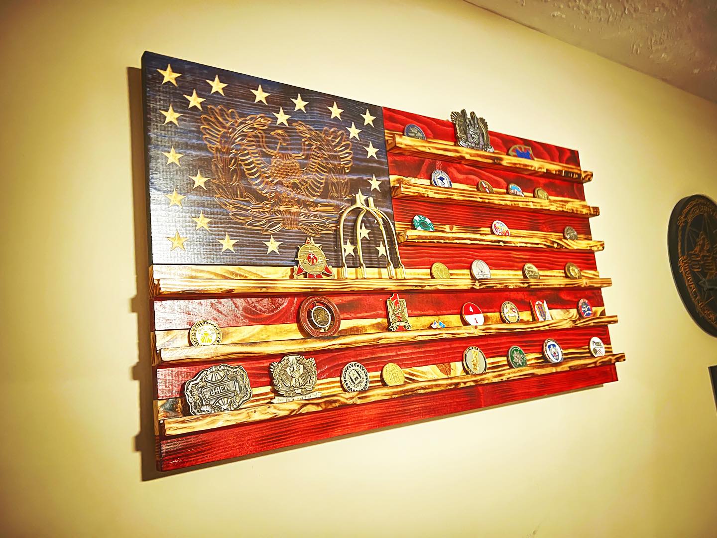 Personal custom wooden coin rack