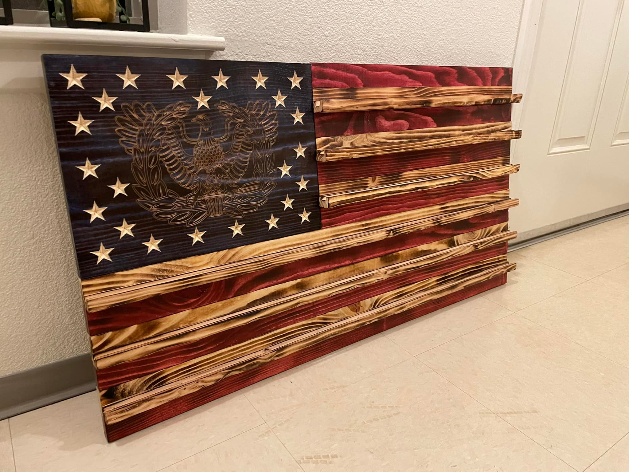 Wooden coin rack with warrant officer logo