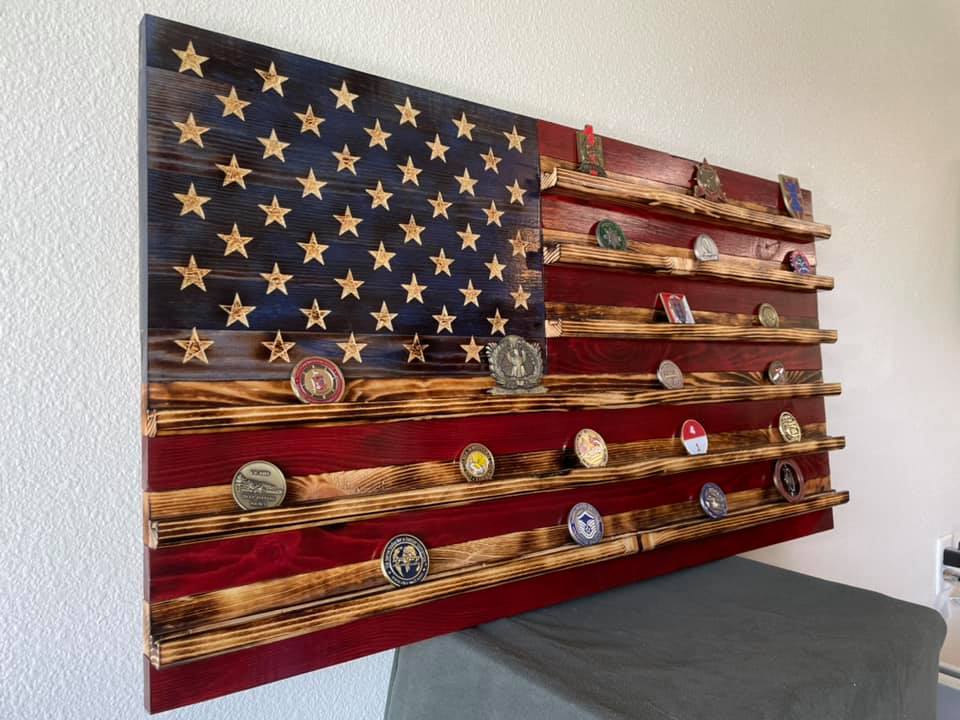 Wooden Old Glory coin rack, second variation