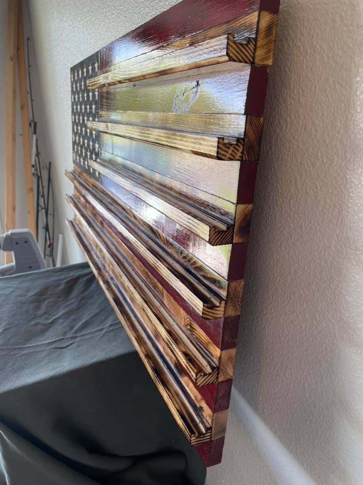 Wooden Old Glory coin rack, third variation