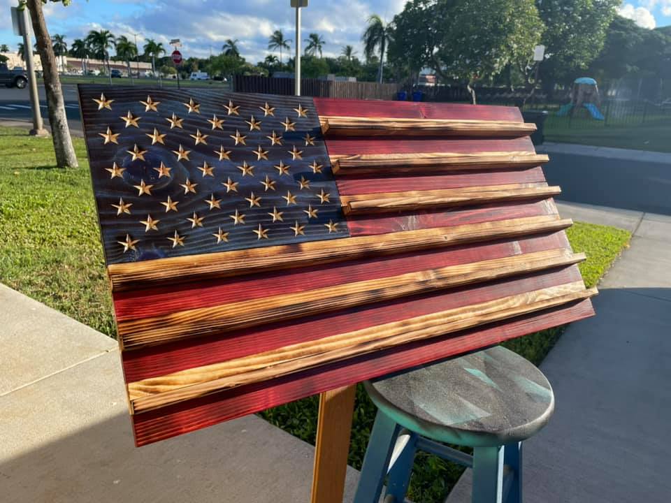 Wooden Old Glory coin rack