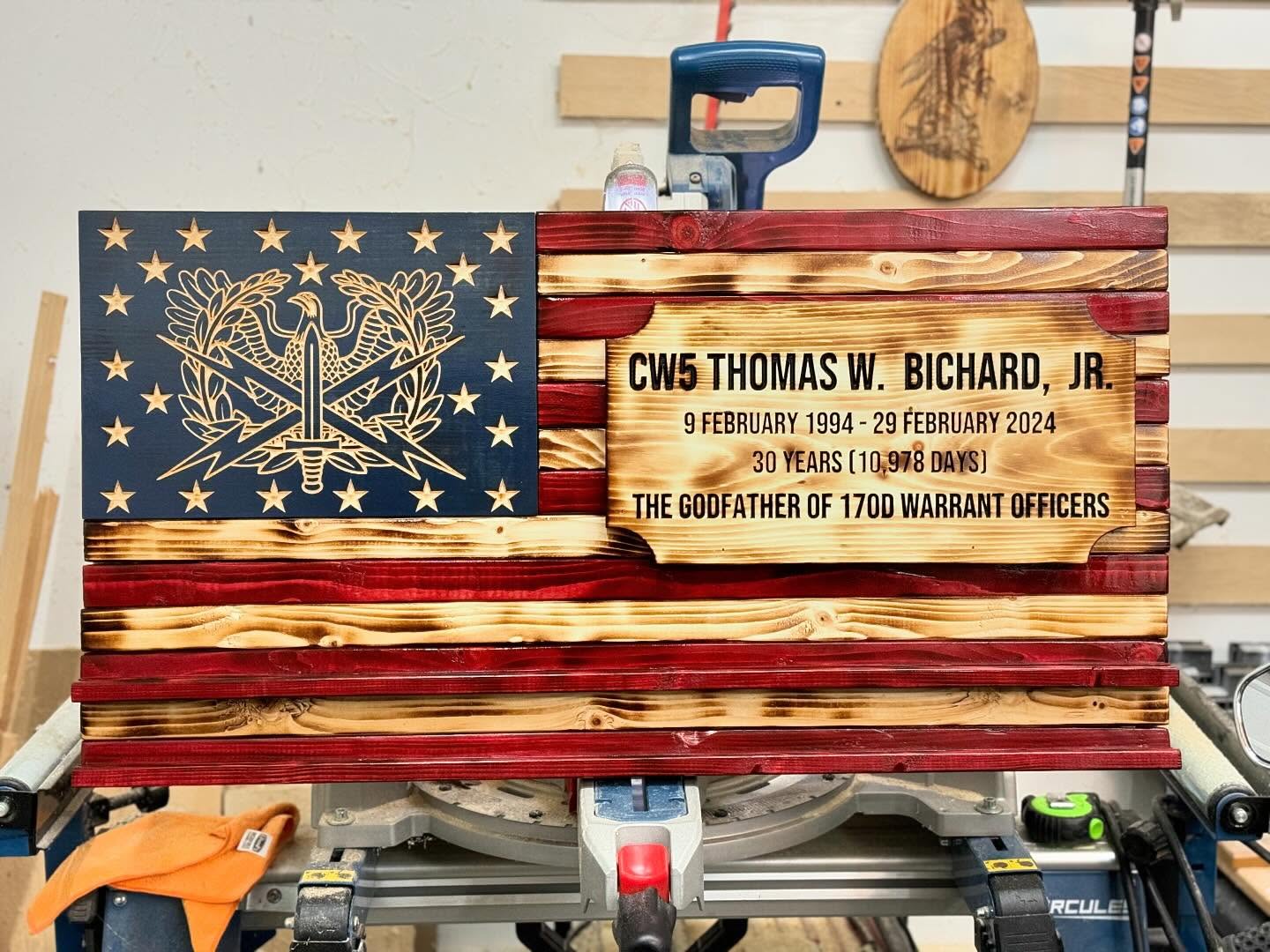 Full-color retirement flag, front view