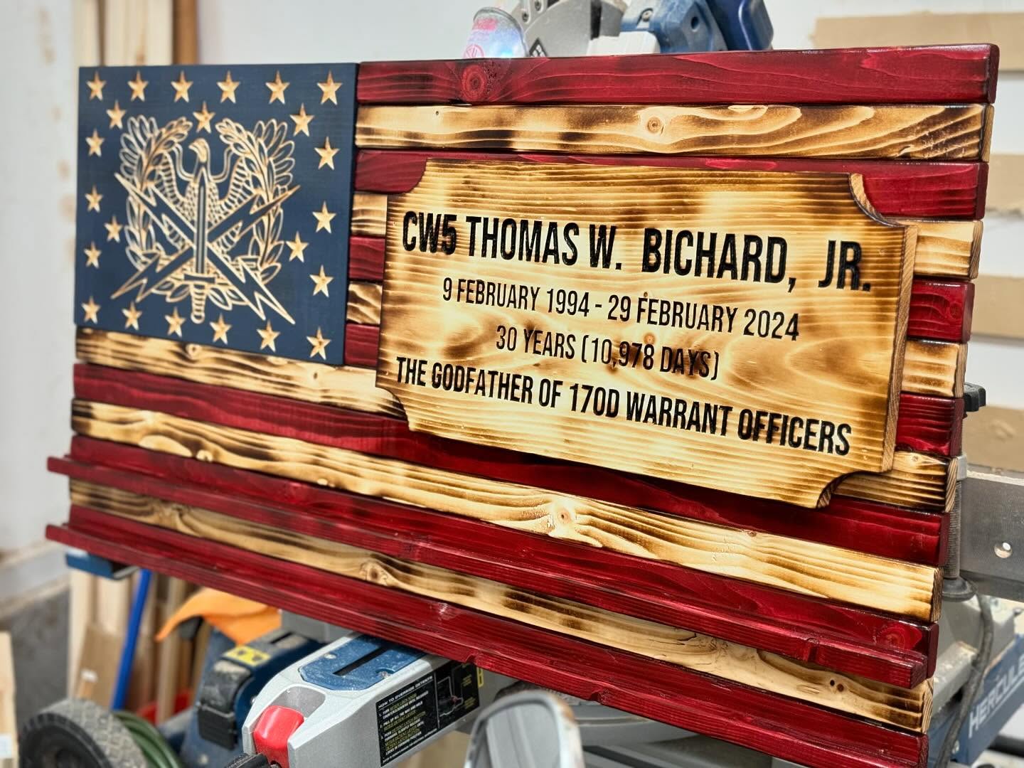Retirement flag, right-angle view