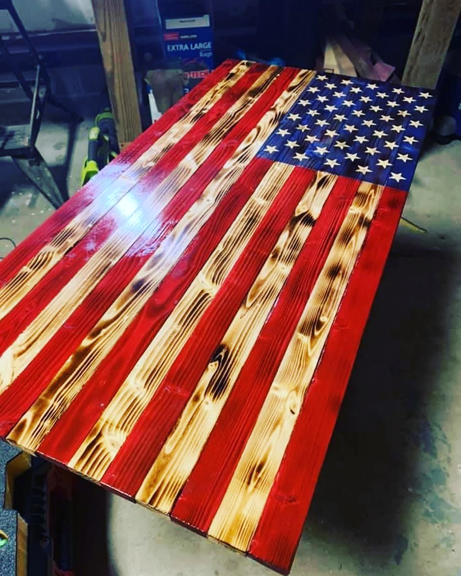 Full-color American wooden flag