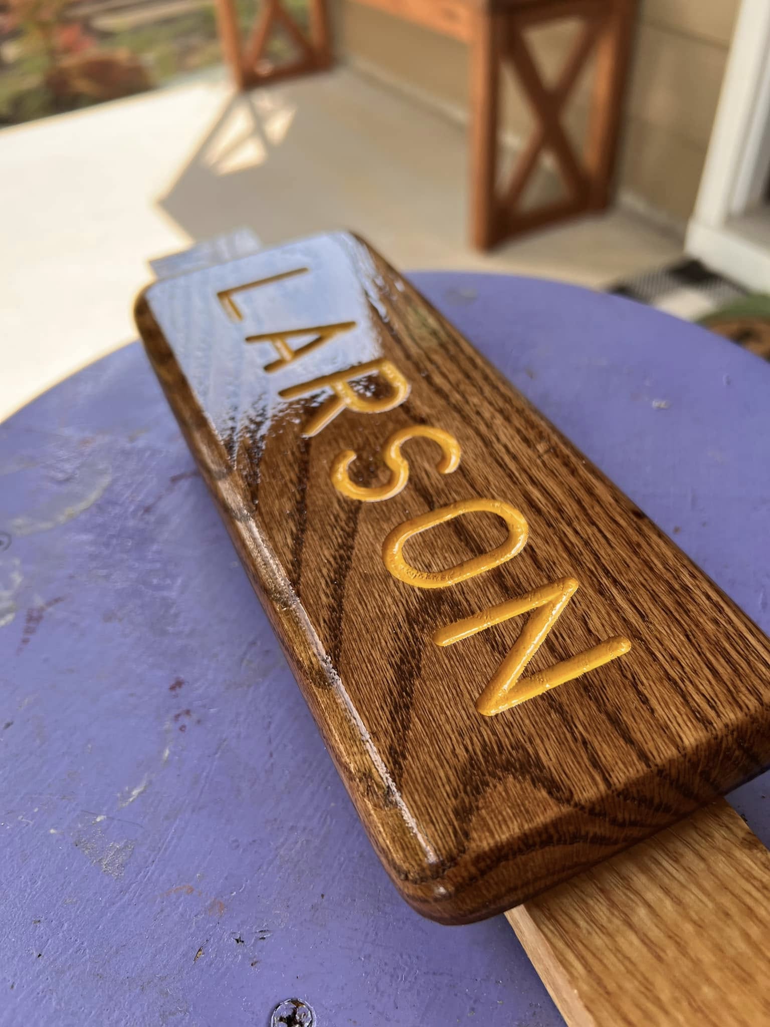Larson magnetic wooden name plate