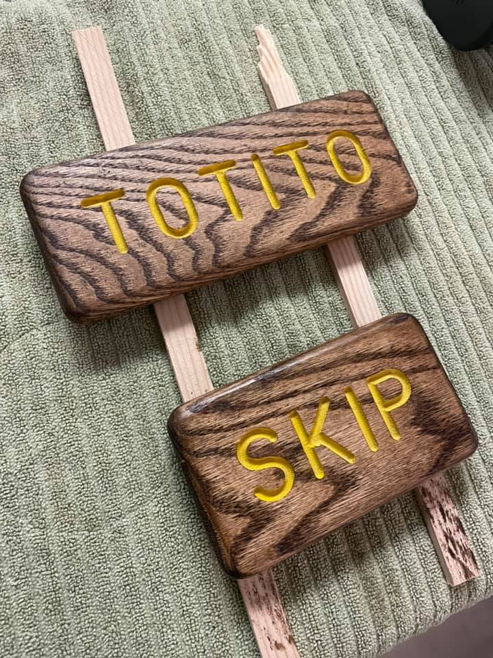 Skip magnetic wooden name plate