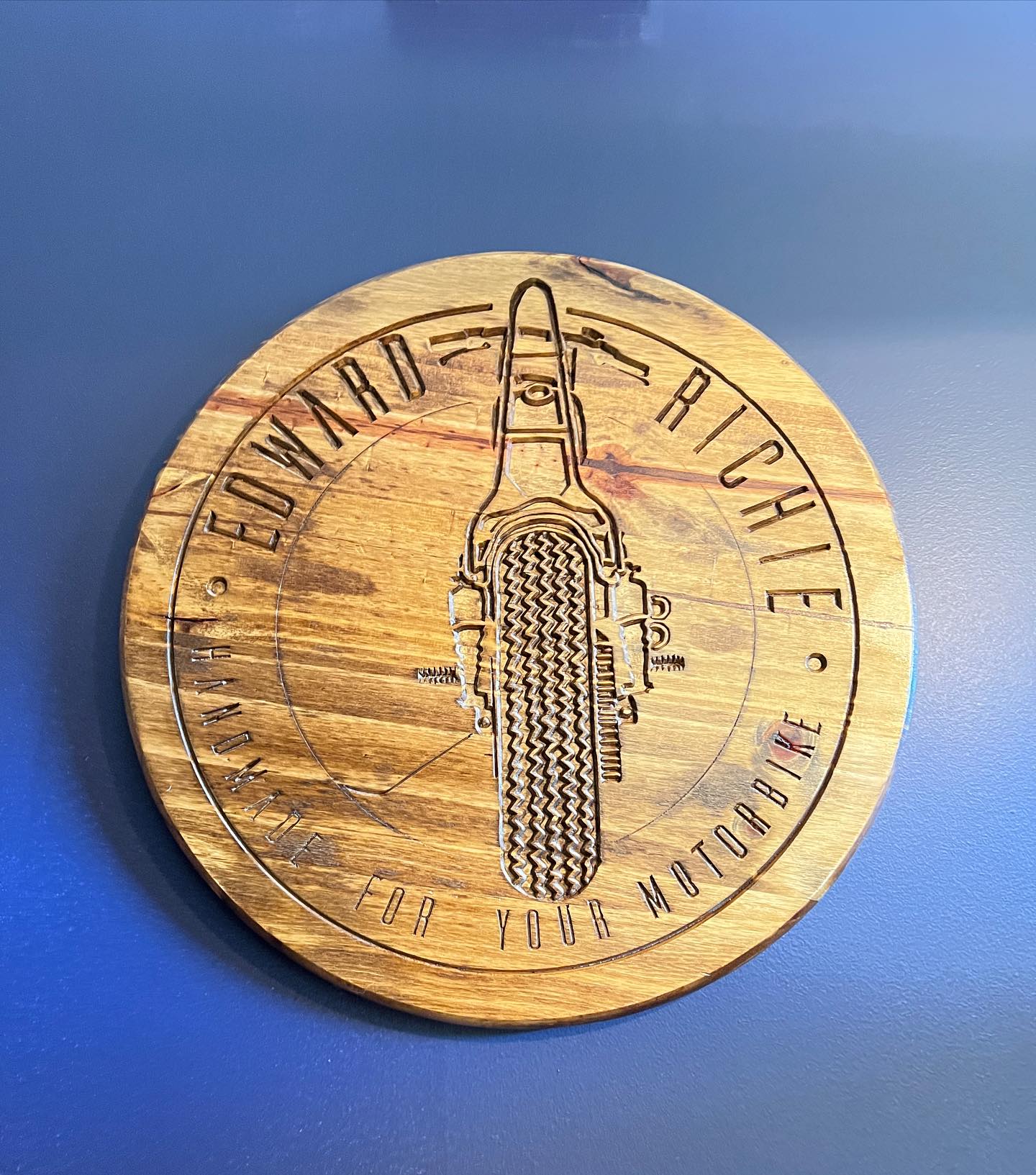 Ed Richie logo wooden plaque