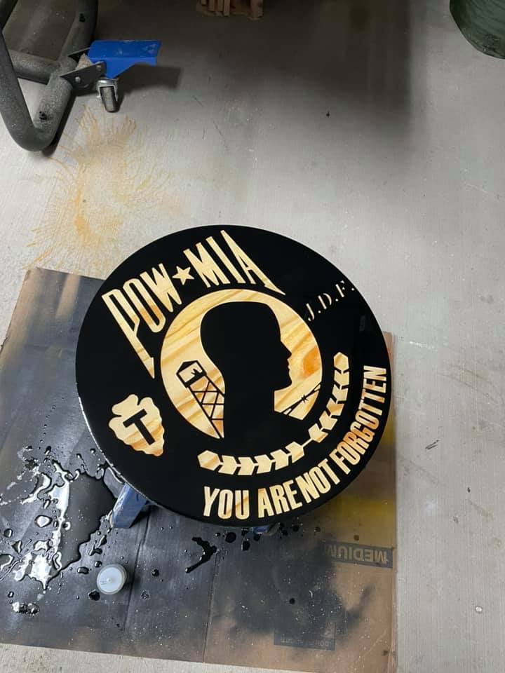 Finished POW/MIA commemorative plaque, alternate view