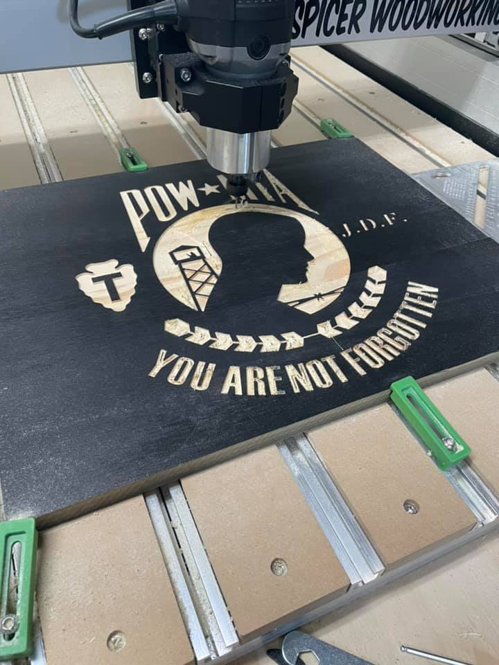 POW/MIA plaque before finish