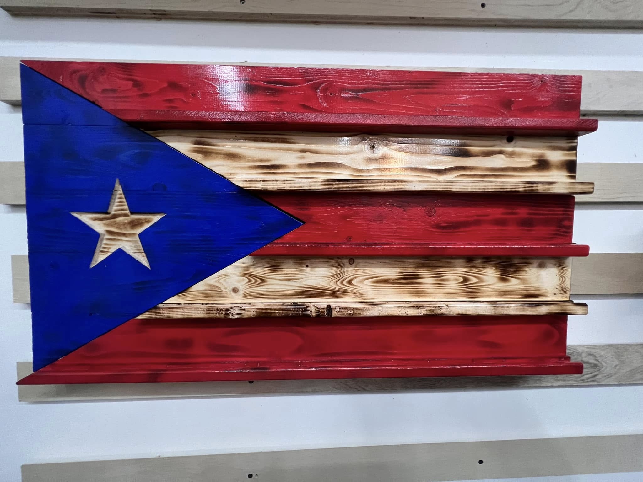 Puerto Rican wooden flag, front view