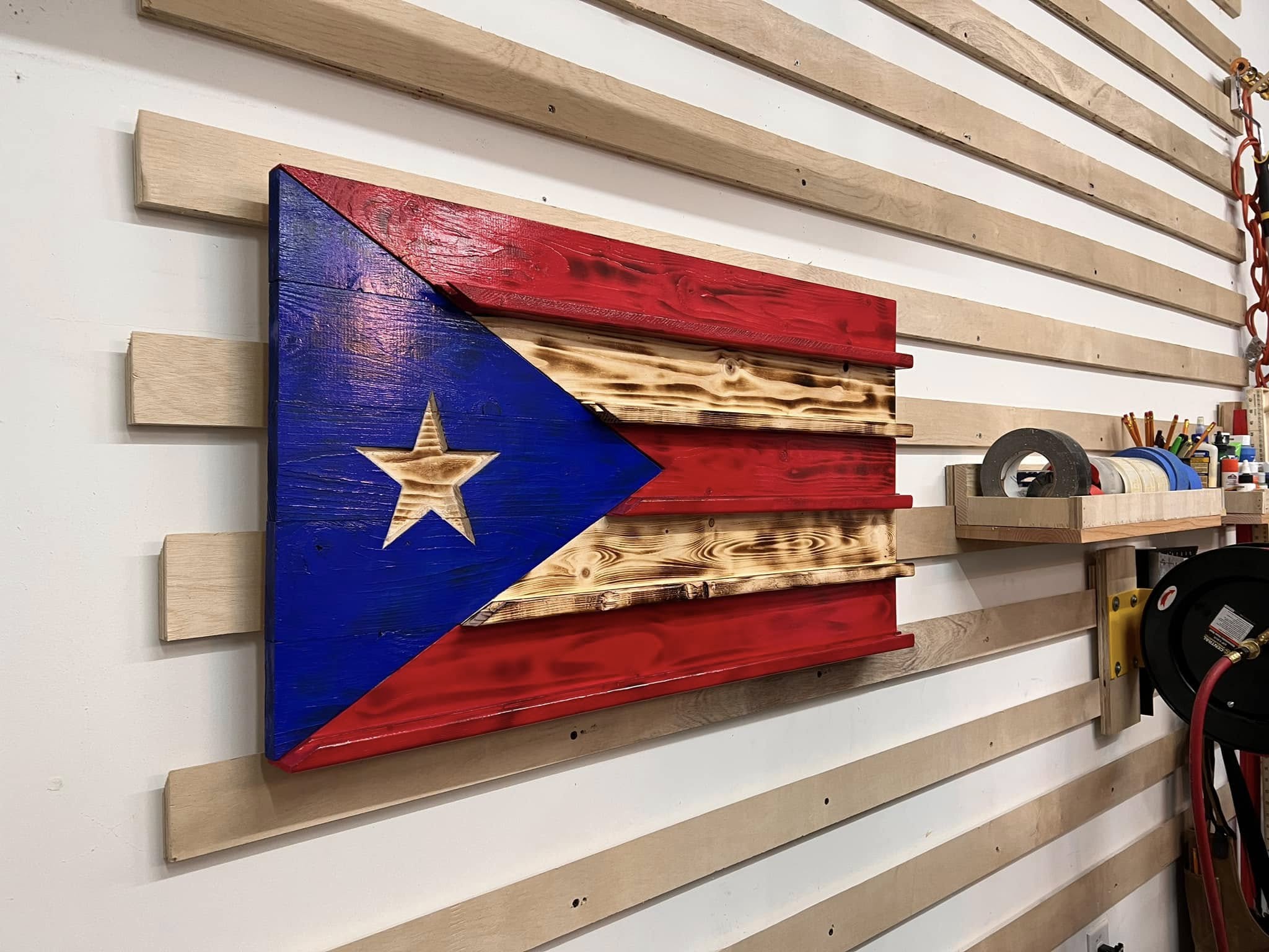 Puerto Rican wooden flag, left-angle view