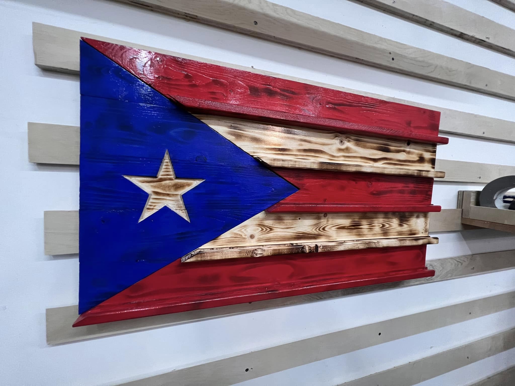 Puerto Rican wooden flag, alternate left view